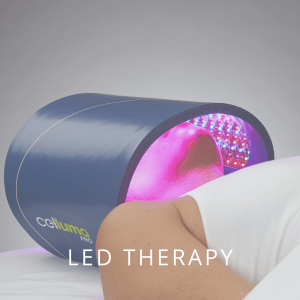 LED therapy with red light and blue light